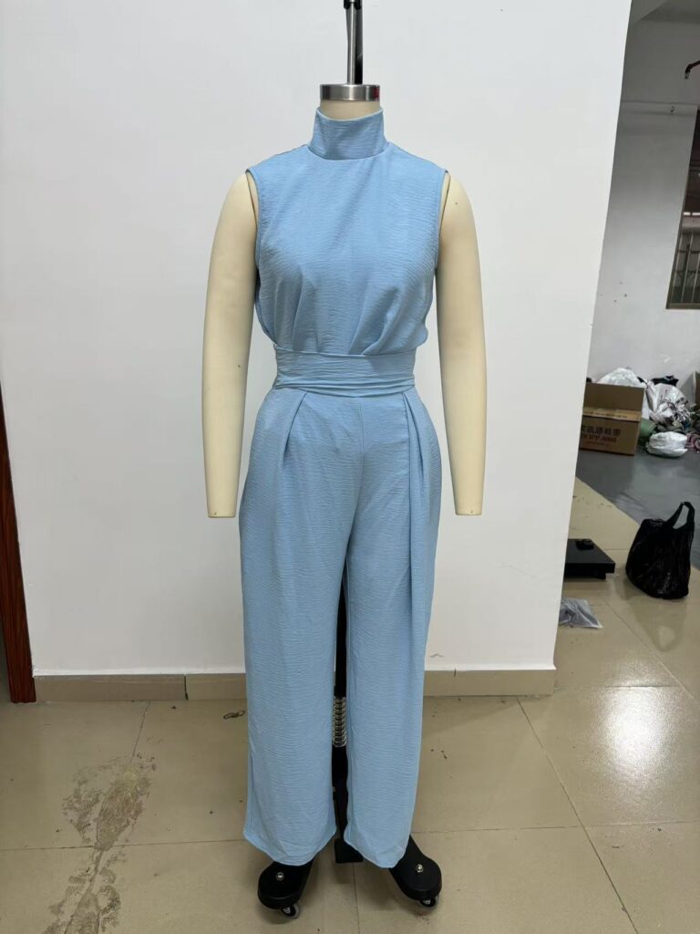 Womens Simple Cotton-Linen Blend Sleeveless Top And Wide-Leg Pants