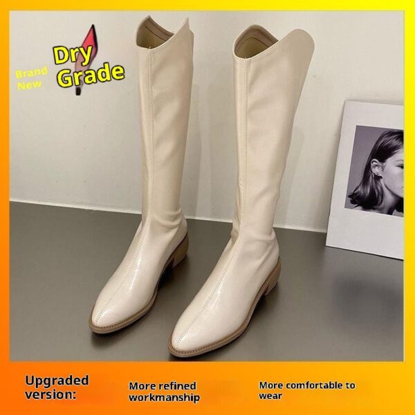 Fleece-lined Tall Chunky-heeled Pointed-toe Over-the-knee Riding Boots - Image 3