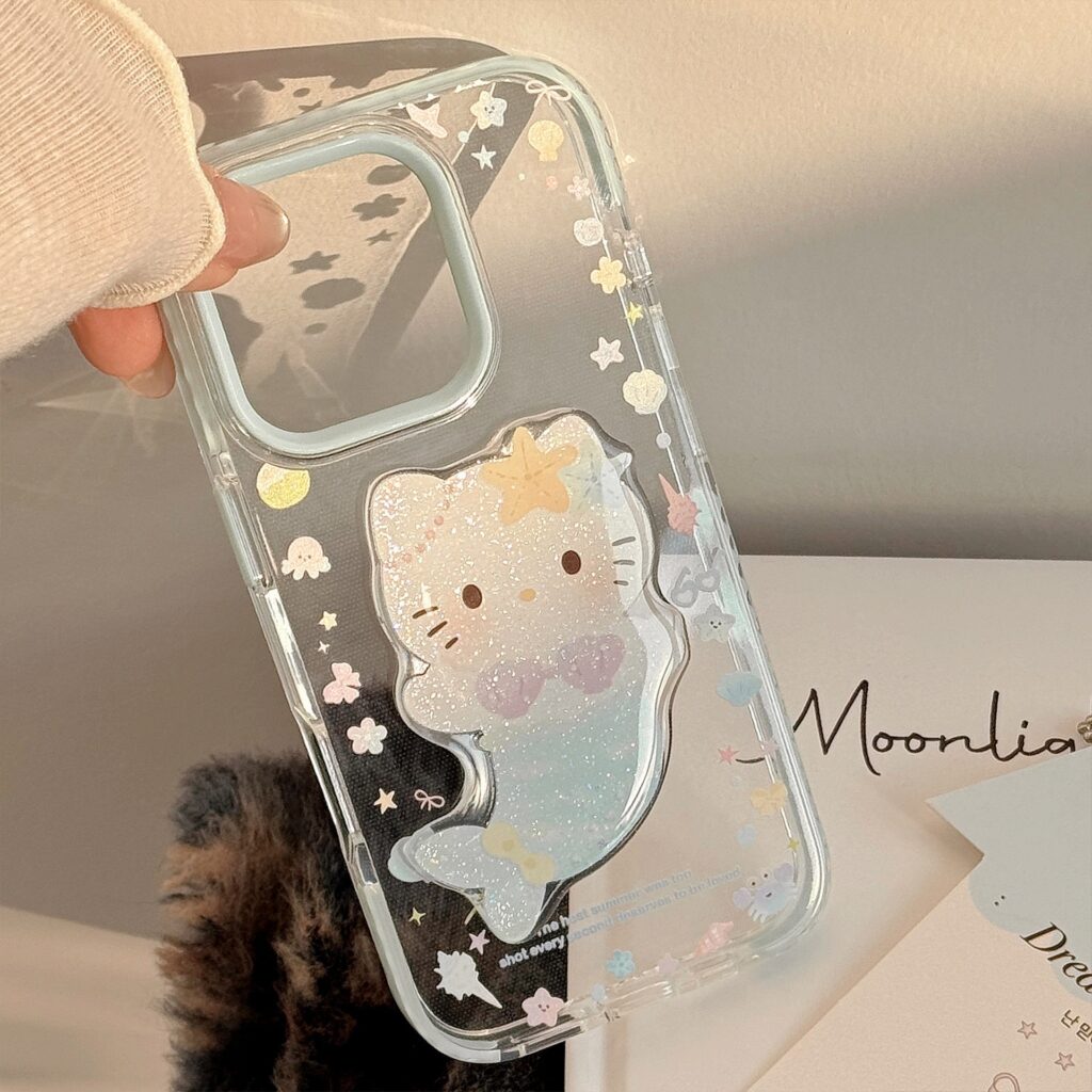 Seaside Cartoon Phone Case With A Mermaid Stand