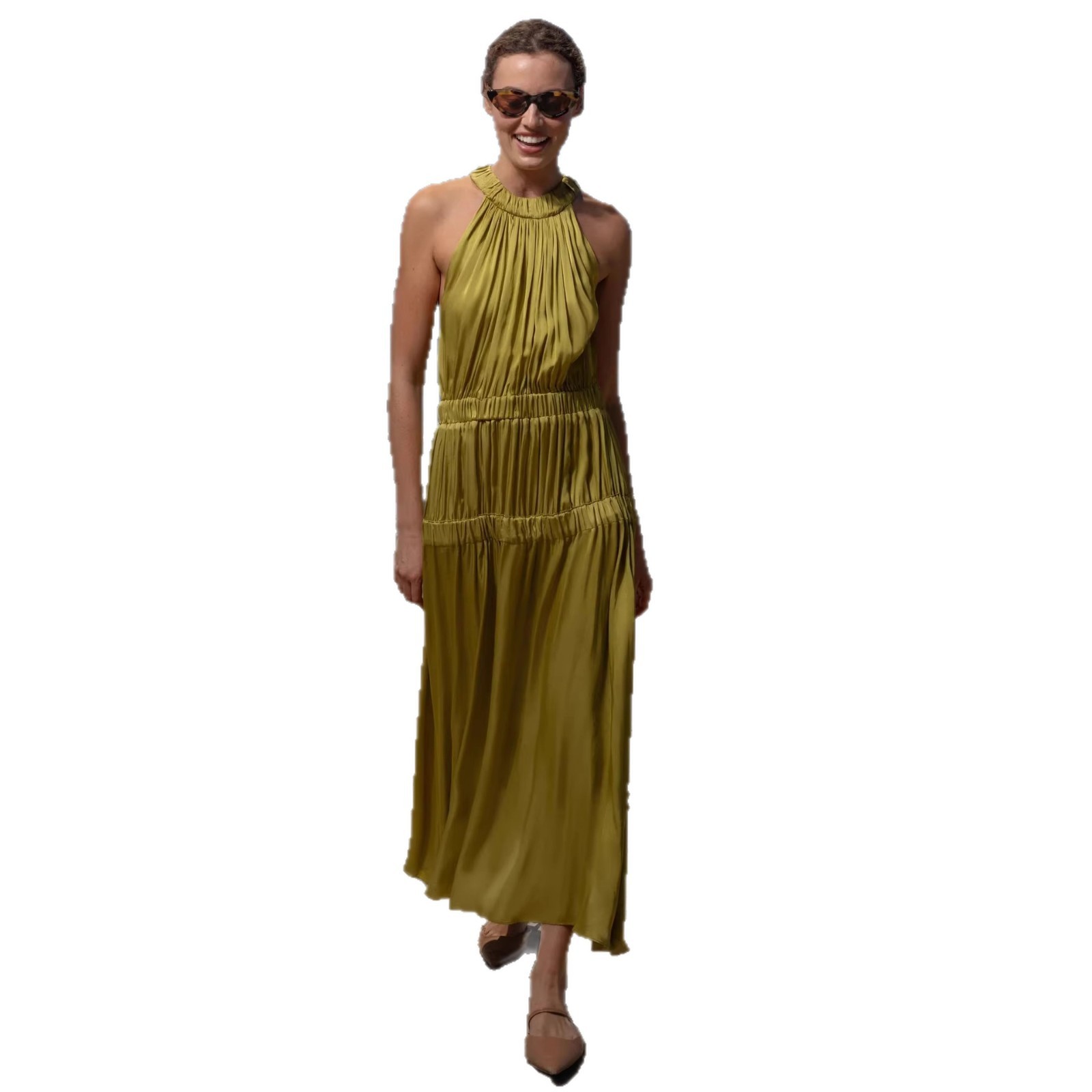 Womens Soft And Sweet Sleeveless Halterneck Casual Dress - Image 5