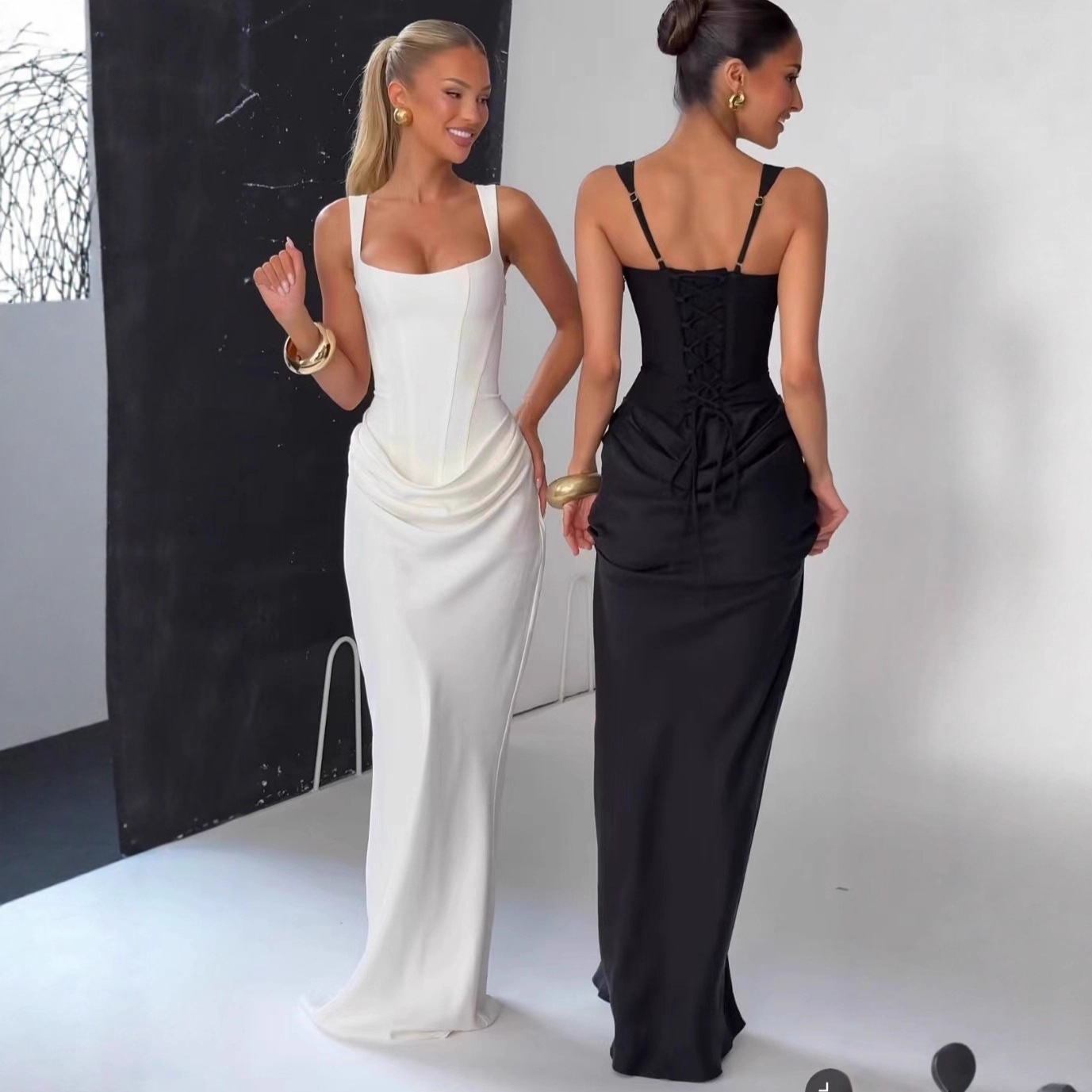 Elegant Strapless Long White Slip Dress For Women - Image 6