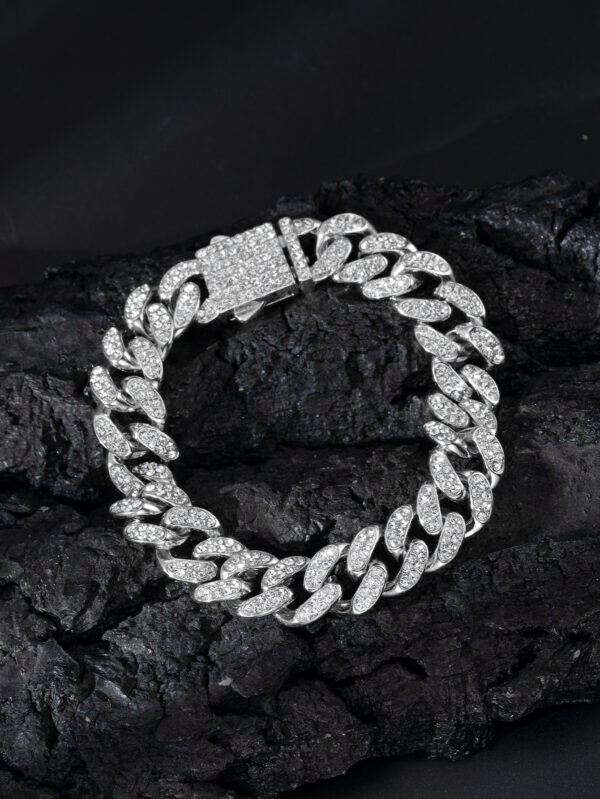 Spring Buckle Cuba Bracelet Alloy Full Diamond - Image 2