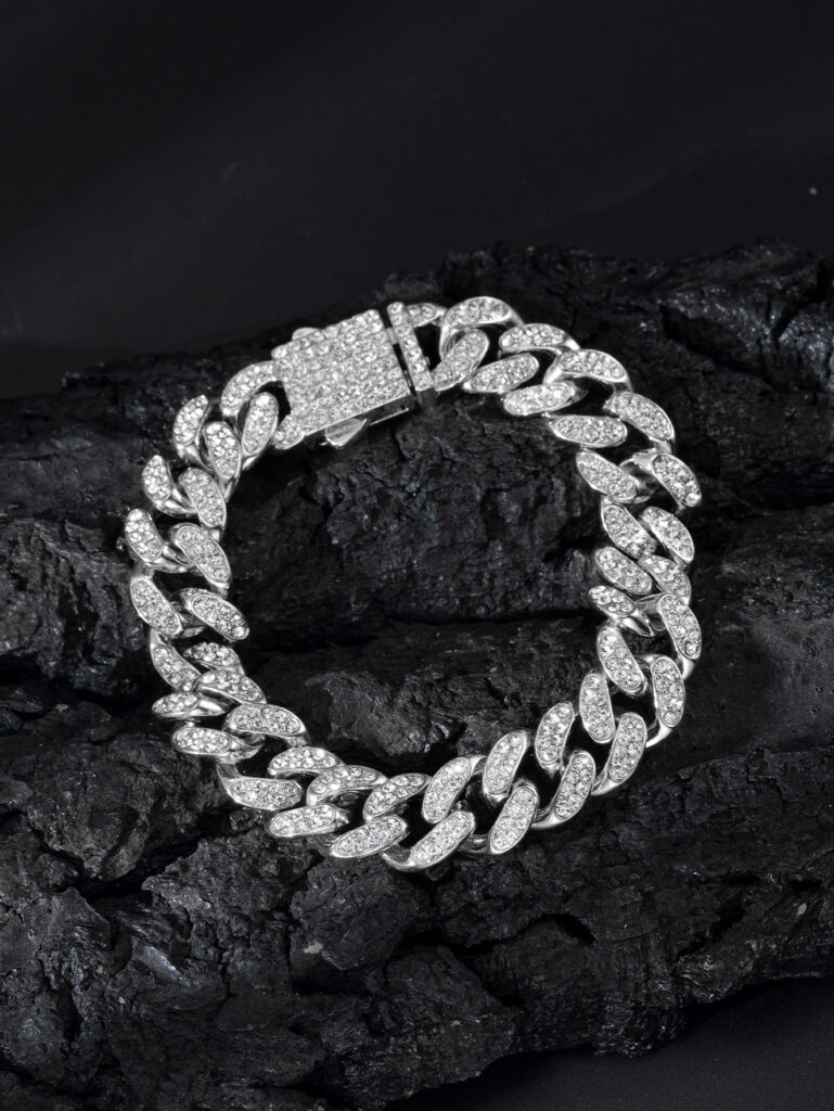 Spring Buckle Cuba Bracelet Alloy Full Diamond