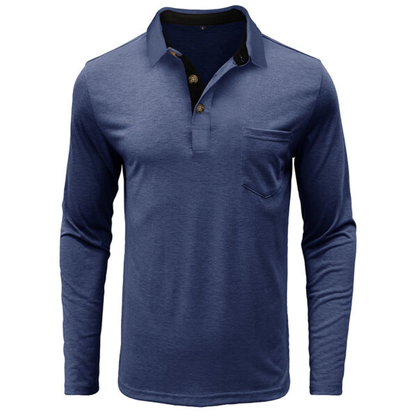 Mens Long-sleeve Lapel T-shirt Winter Base Layer Top - Image 11