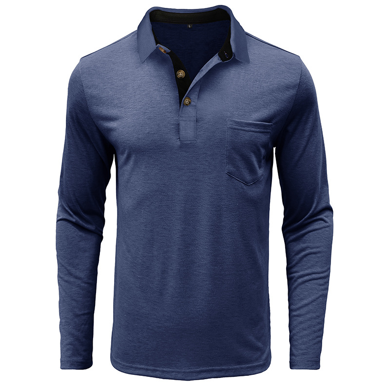 Mens Long-sleeve Lapel T-shirt Winter Base Layer Top - Image 11