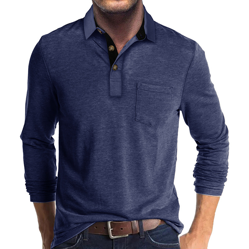 Mens Long-sleeve Lapel T-shirt Winter Base Layer Top - Image 31