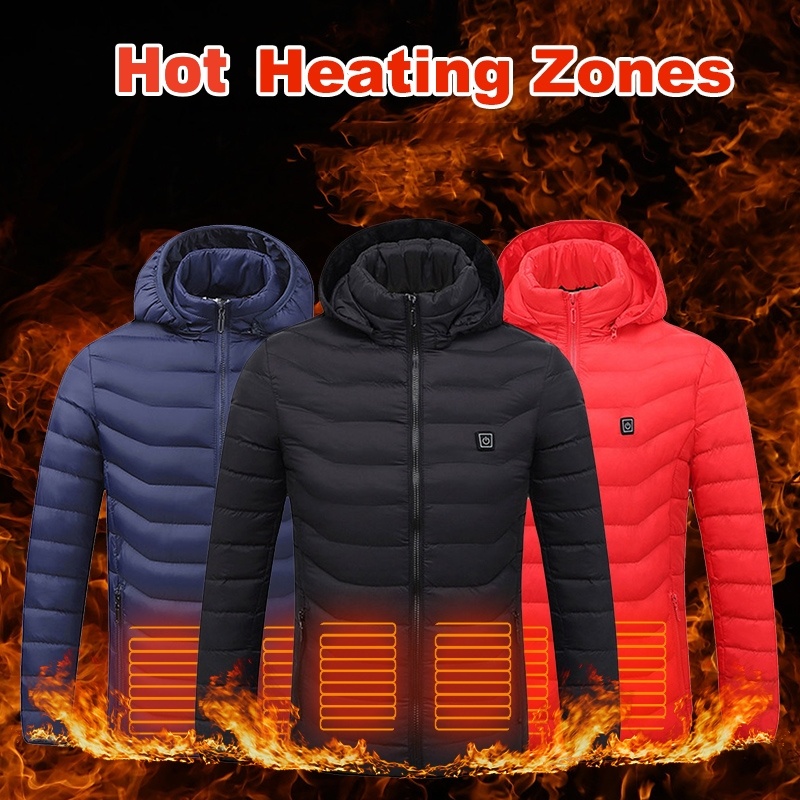 Winter Heated Jacket USB Electric Cotton Coat Zip-up Heater Thermal Clothing Heating Vest For Men - Image 1