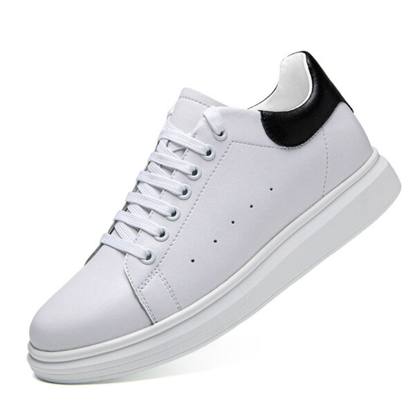 Korean-style Casual Invisible-heeled White Sneakers For Men Autumn Season - Image 9