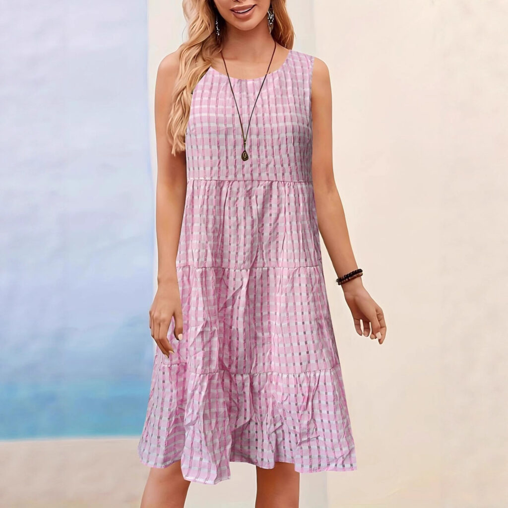 Women's Casual Solid-Colored Hollow-Out Vest Dress For Lunch Break