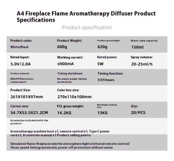 New Flame Aromatherapy Machine Colorful Essential Oil Diffuser Home Large Fog Volume Flame Humidifier 3D Flame Fireplace Machine - Image 11