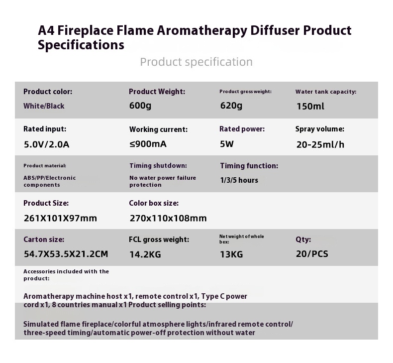 New Flame Aromatherapy Machine Colorful Essential Oil Diffuser Home Large Fog Volume Flame Humidifier 3D Flame Fireplace Machine - Image 11