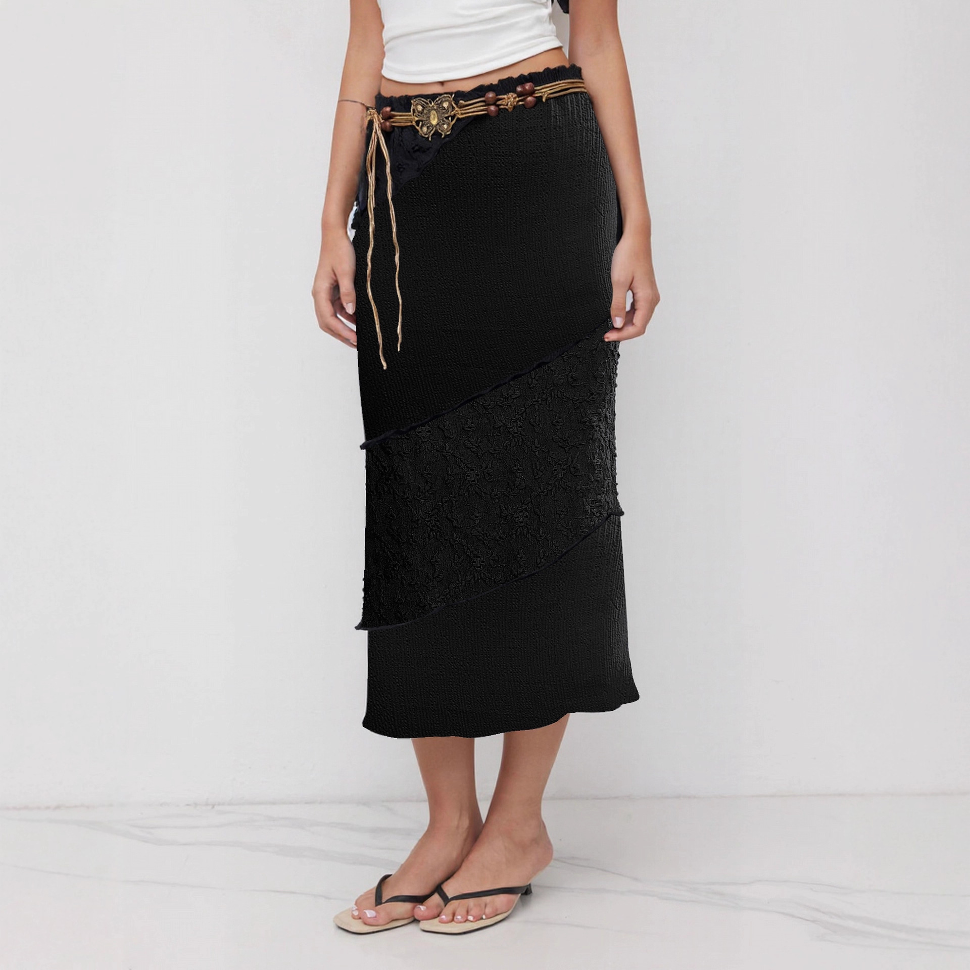 Retro Woven Butterfly Waist Cord Accessory Skirt - Image 2