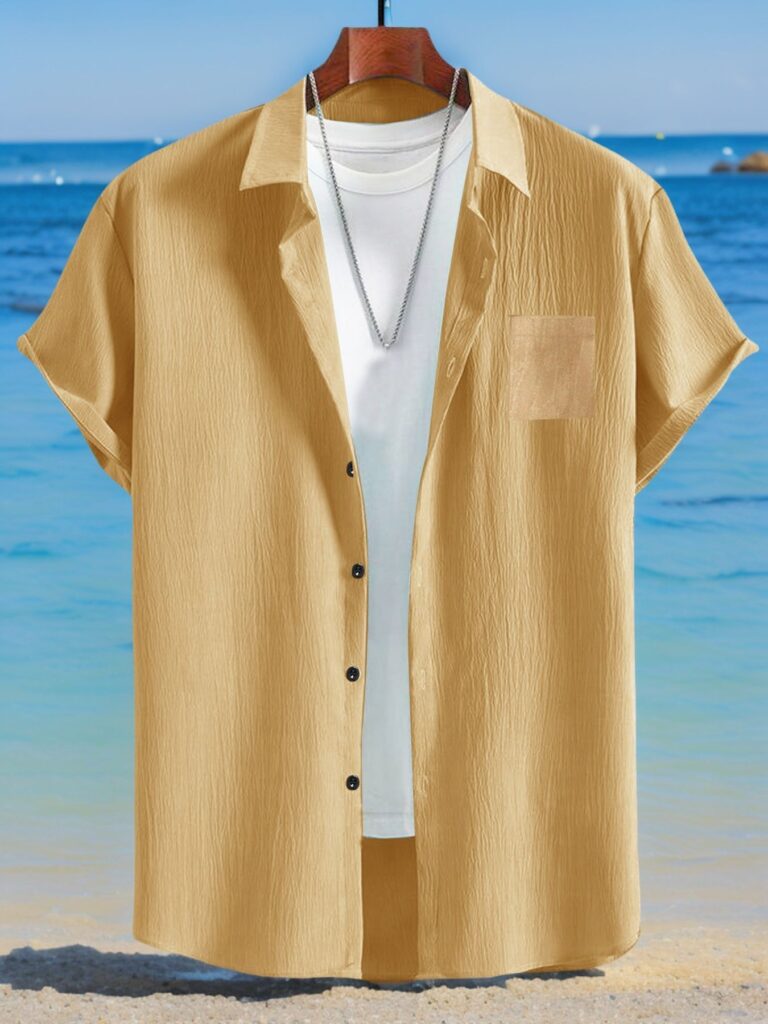 Men's Casual Linen Loose-Fit Button-Up Shirt With Lapel Collar