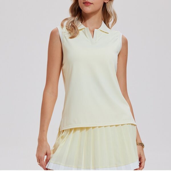 Cross-border New Womens Tennis Outfit T-shirt With A Turn-down Collar And No Sleeves - Image 5
