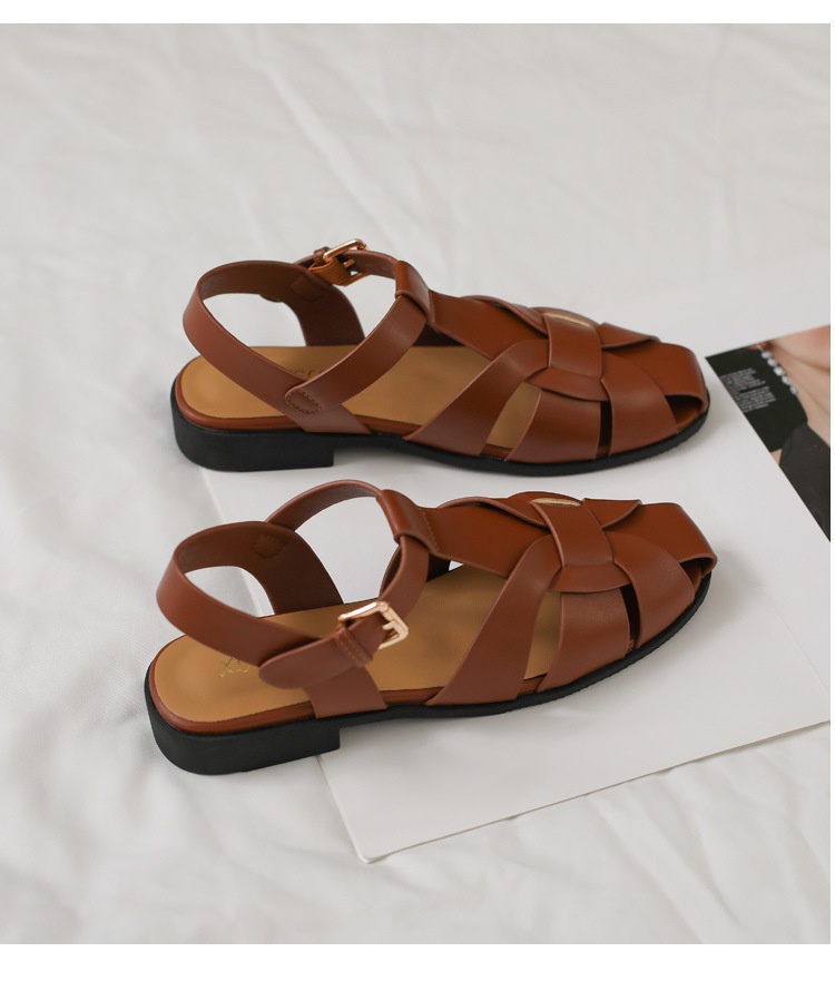 Baotou Woven Piggyback Strap Vintage Sandals New Style - Image 18