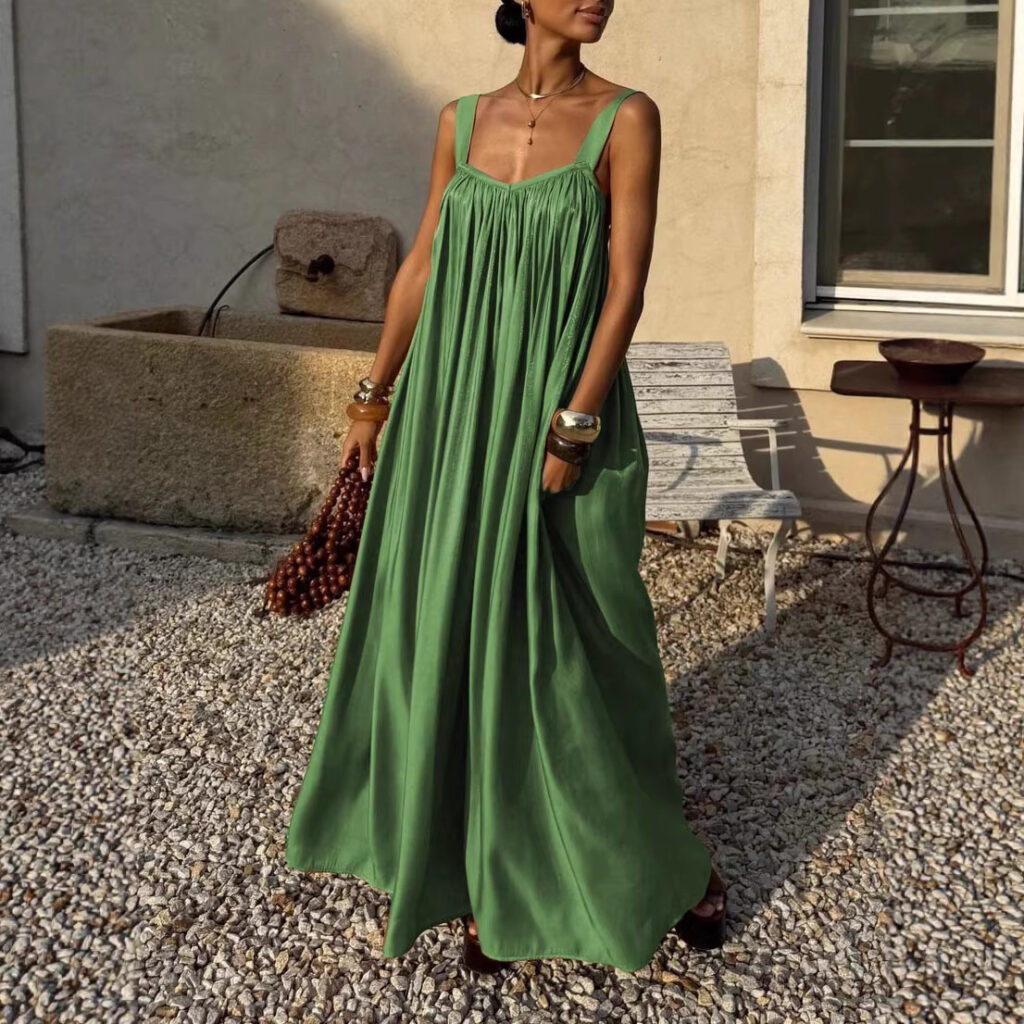 French-style Elegant Pleated Slip Dress