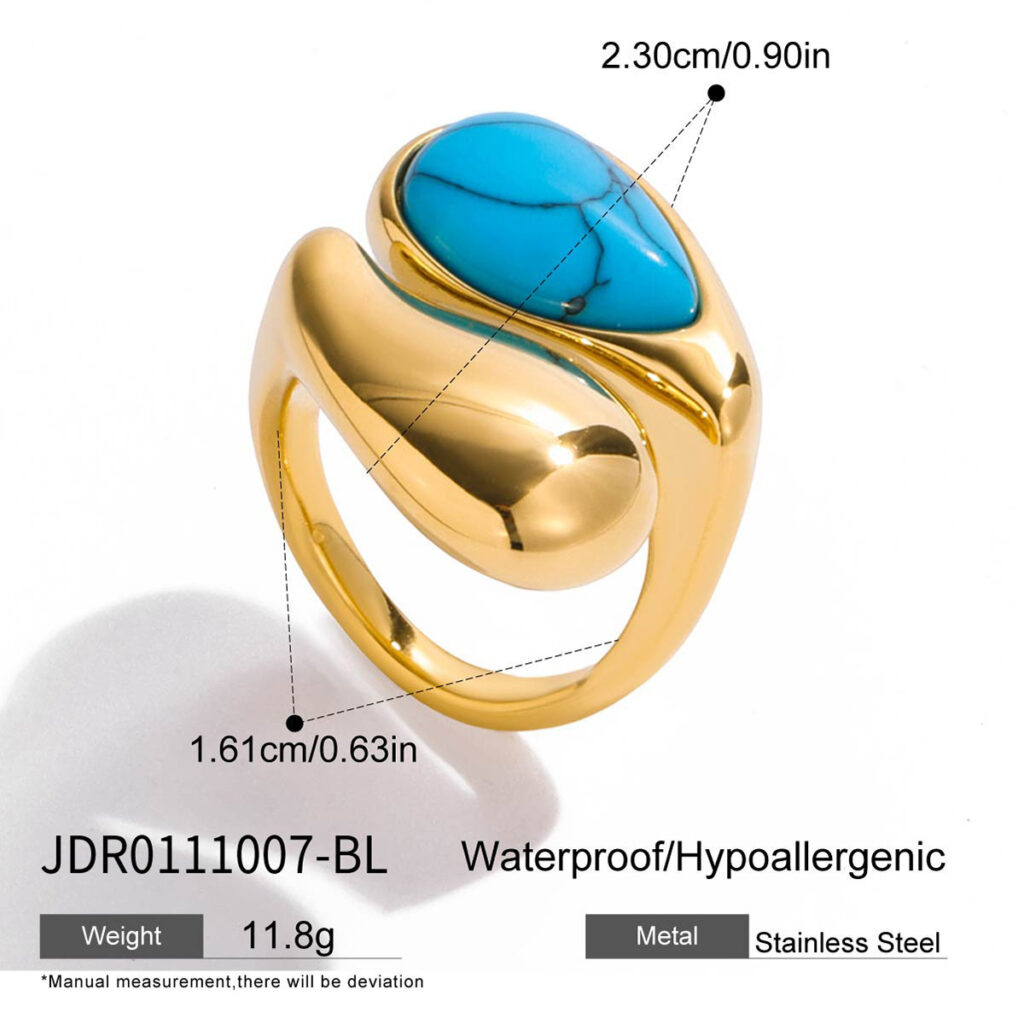 Versatile Fashionable Waterdrop-Inlaid Pearl Stainless Steel Open Ring