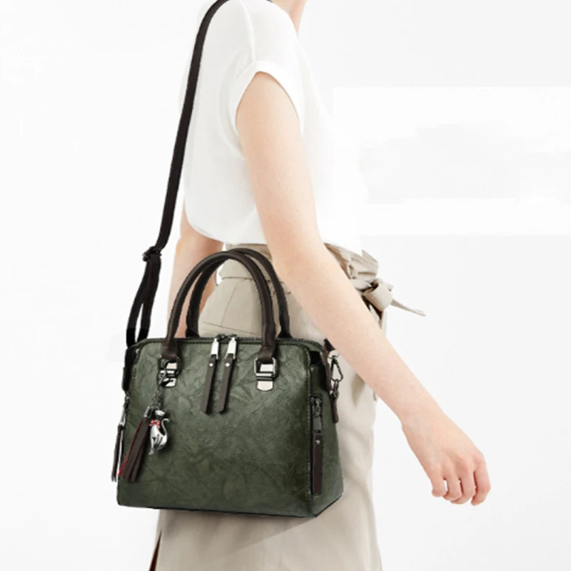 Vintage Handbag Women PU Leather Tassel Top-handle Bag Fashion Lady Tote Luxury Large Capacity Shoulder Bag - Image 13