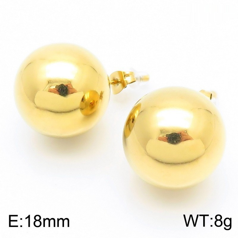 Simple Versatile Titanium Steel Polished Bean-Shaped Round Stud Earrings - Image 9