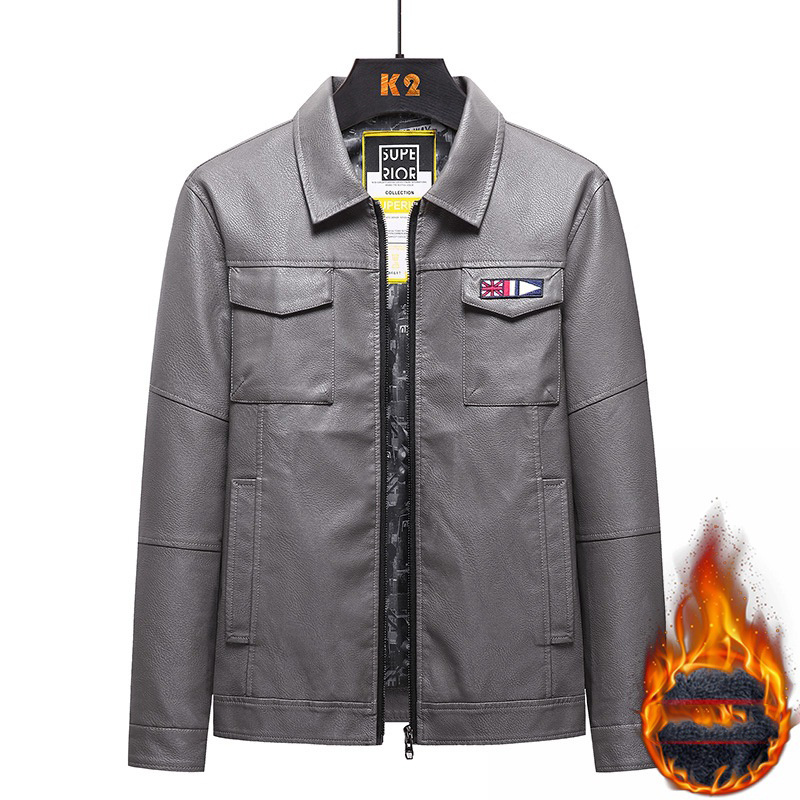 Fat and loose PU leather jacket - Image 40