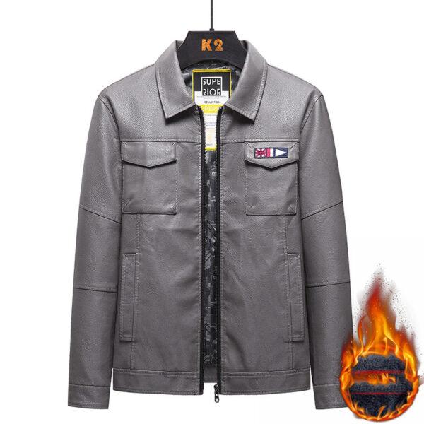 Fat and loose PU leather jacket - Image 35