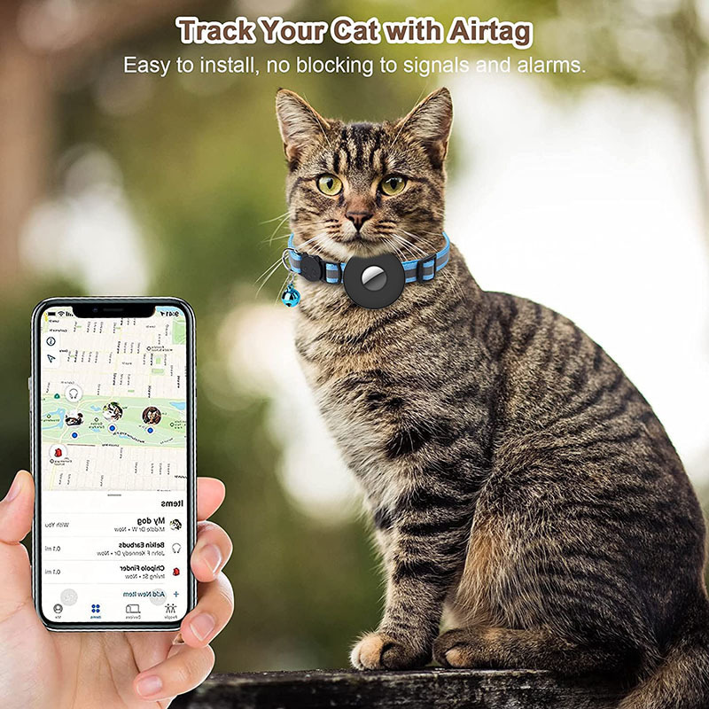 Airtag Pet Collar With Bell Reflective Adjustable Anti-lost Cat Dog Collar - Image 1