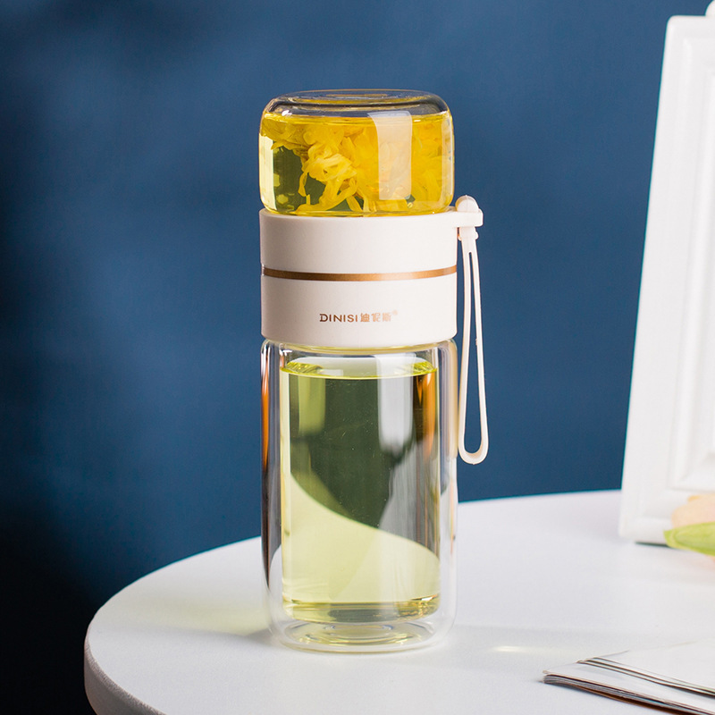 Glass Water Bottle With Tea Infuser Filter Tea Separation Double Wall Glass Bottle Leakproof Water Bottle - Image 29