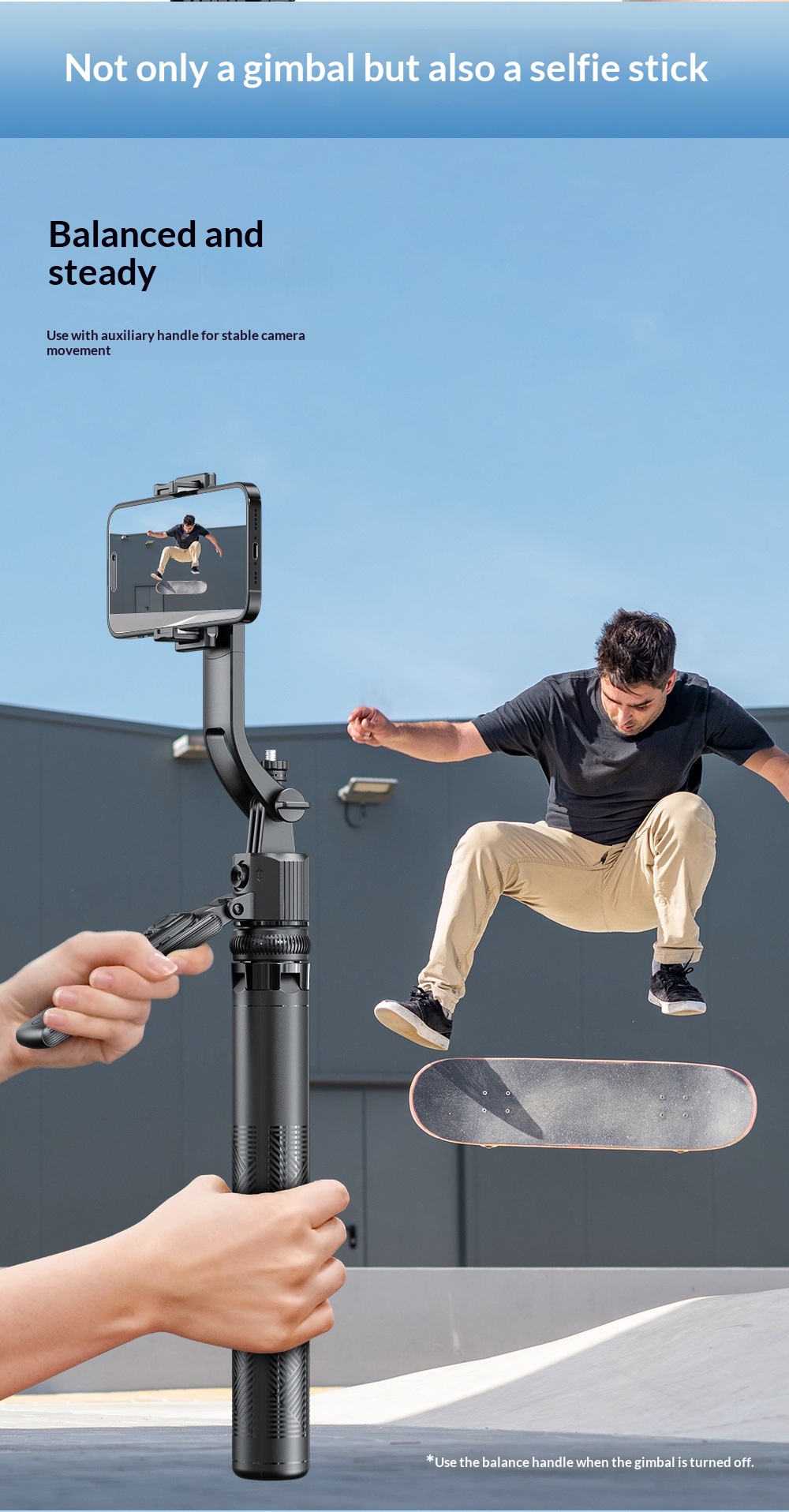 C17 Smartphone Selfie Stick Smart  Stabilized Extendable Gimbal With Full Auto Mode - Image 14