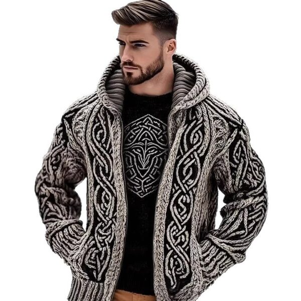 Men's Zippered Dual Pocket Casual Printed Hoodie - Image 5