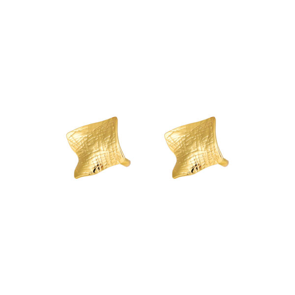 1 Piece Women's Statement Ring, Gold-Tone Stainless Steel Crinkled Geometric Design, Niche Trendy Brand Premium Irregular Textured Index Finger Ring - Image 4