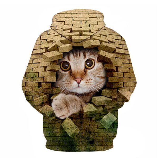 Couples Hoodie With 3D Digital Cat Print - Image 15