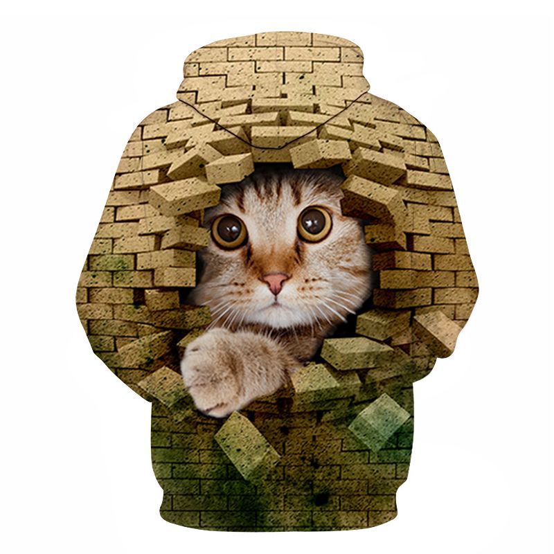 Couples Hoodie With 3D Digital Cat Print - Image 15