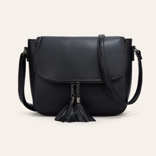 European And American-style Fashionable Flip-top Saddle Bag With Tassels - Image 7