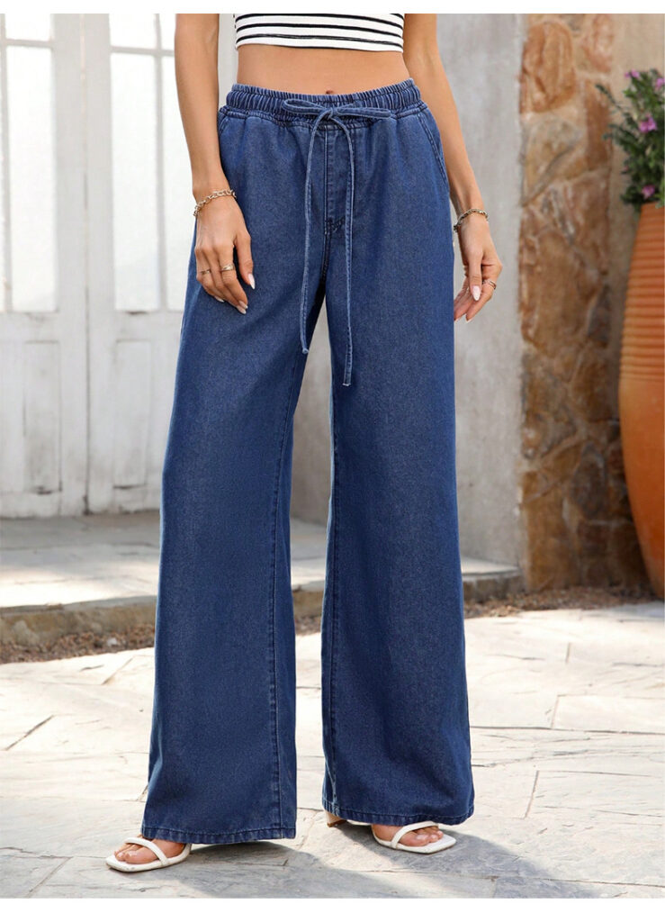 European And American-style Loose-fitting High-waisted Drawstring Casual Trousers