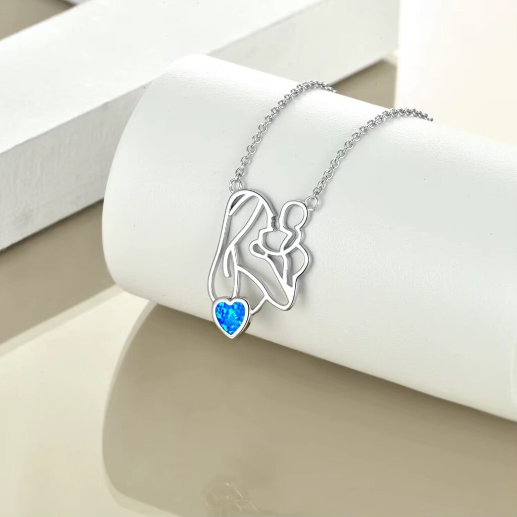 S925 Silver Mothers Day Heart-shaped Hollow All-Match Parent-Child Necklace