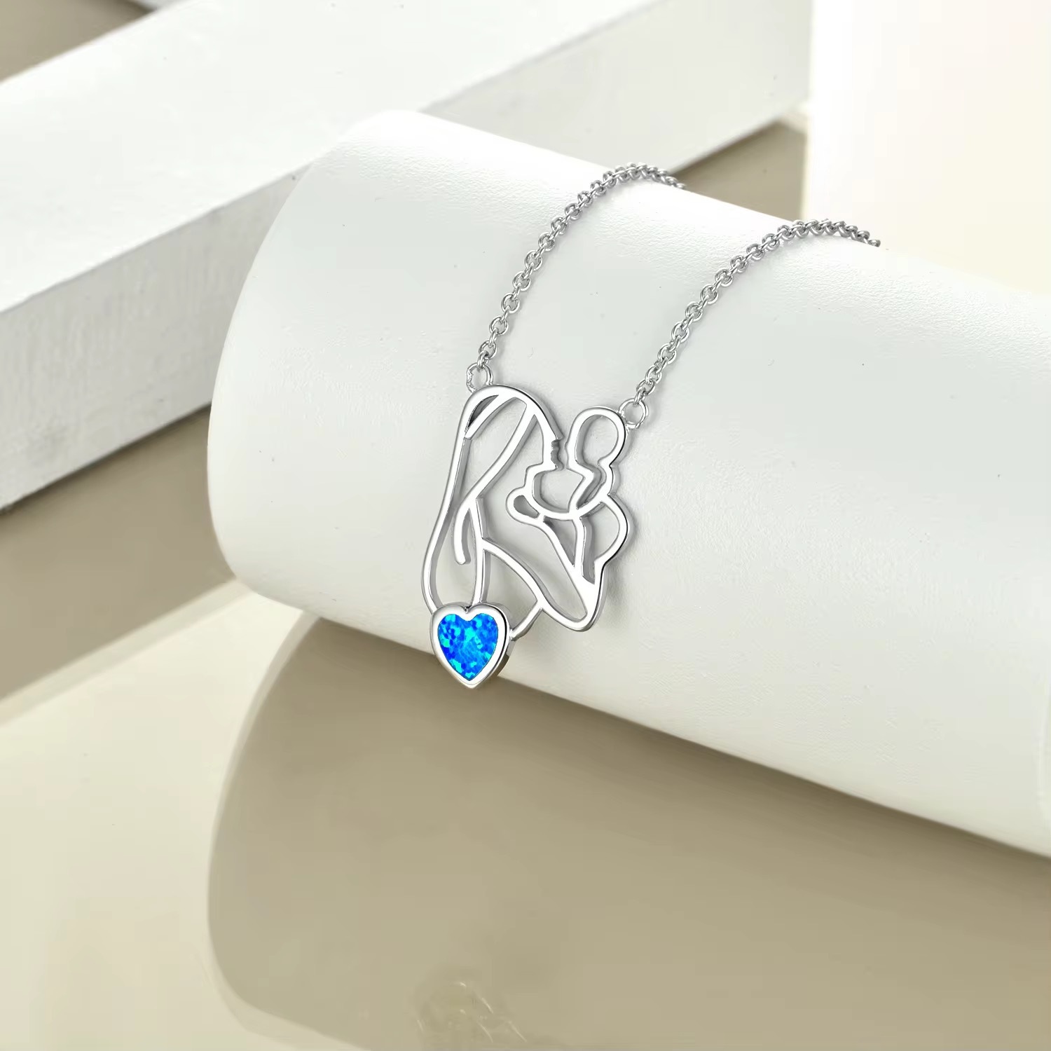S925 Silver Mothers Day Heart-shaped Hollow All-Match Parent-Child Necklace - Image 1