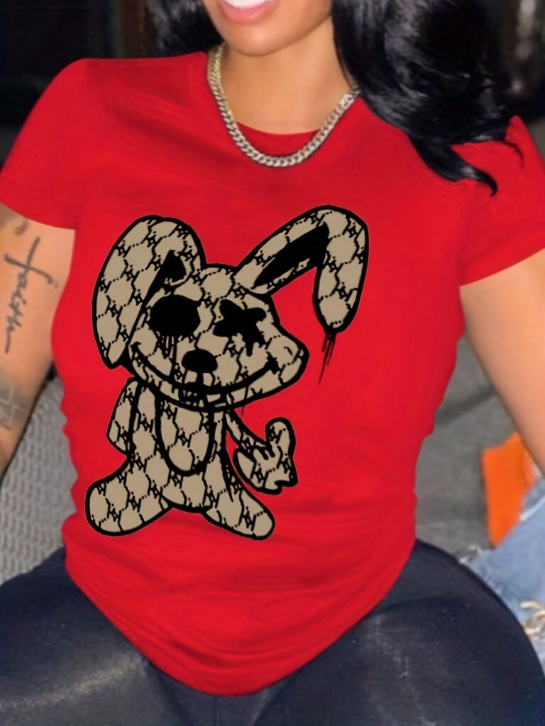 3D-printed Chic Casual Womens Short-sleeve Crewneck T-shirt