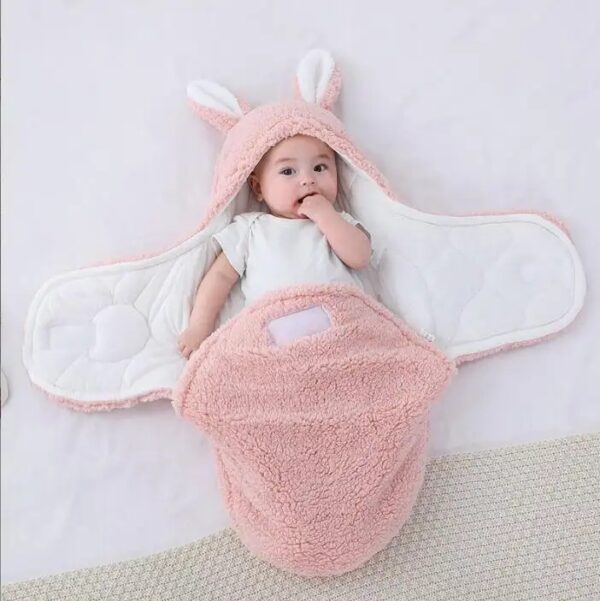 Super Soft Baby Sleeping Bag Fluffy Fleece Newborn Blanket Swaddle Blankets, Unisex Baby Wrap For Newborn Baby Boys Girls With Head-Protecting & Head-Supporting Function, Wearable Swaddle Sleep Sack - Image 6