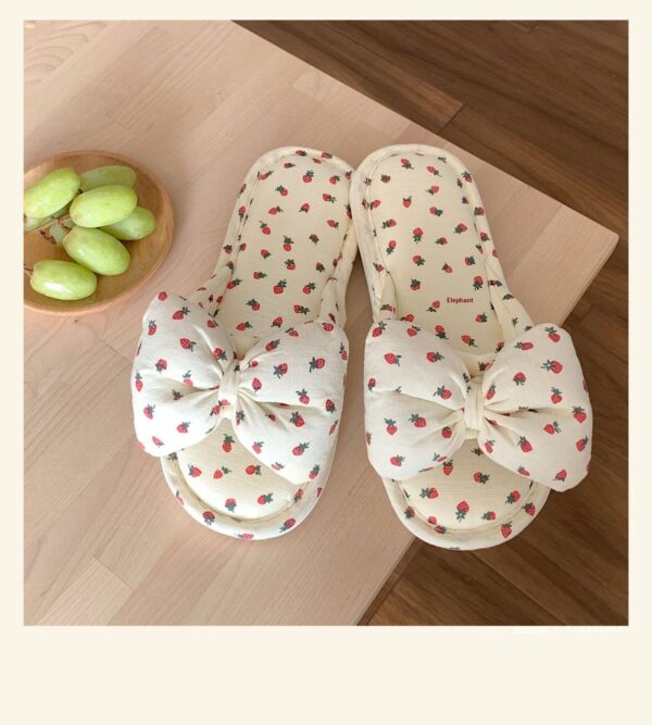 Household Sweet Bow-Knot Womens Cotton And Linen Slippers - Image 17
