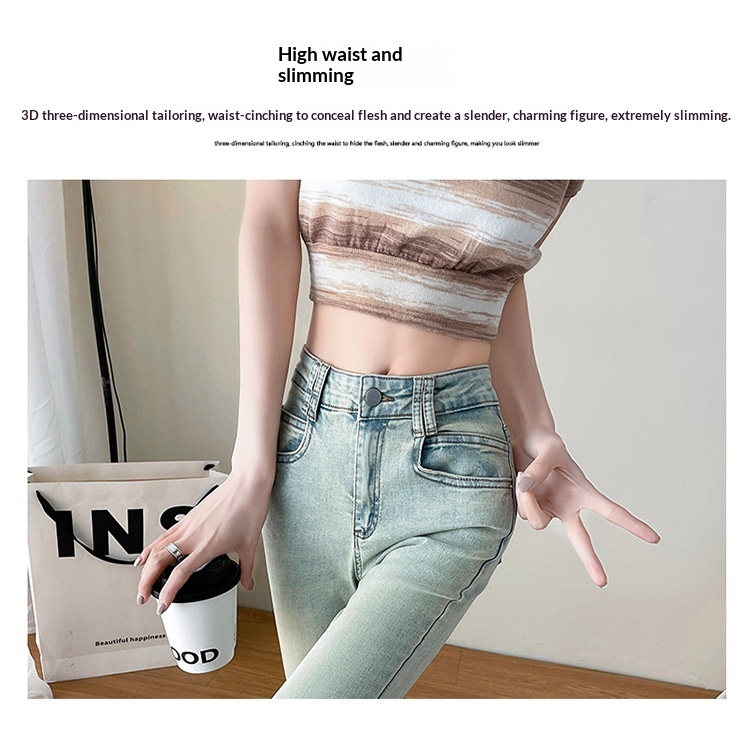 Light Blue American-Style Flared Jeans For Women - Image 10