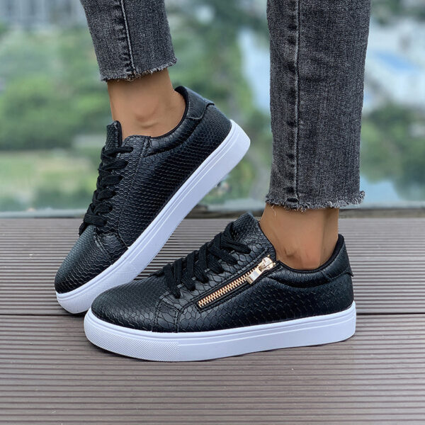 Versatile Women's Casual Sneakers With Side Zipper - Image 8