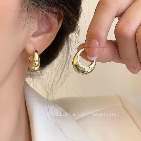 1 Pair New Arrival French Vintage Metal Hoop Earrings, Minimalist Niche Design Circle Star Ins Style High-End Fashion Stud Earrings For Women - Image 11