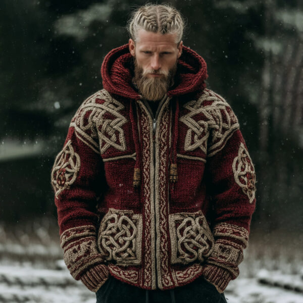 Men's Zippered Dual Pocket Casual Printed Hoodie - Image 61
