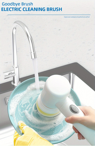 1pc Electric Spin Cleaning Brush,USB Rechargeable Handheld Kitch Cleaner Coldless Rotary Brush, Power Brush Bathroom Rechargeable Brush, Automatic Rotary Power Cleaning Brush For Cleaning - Image 8