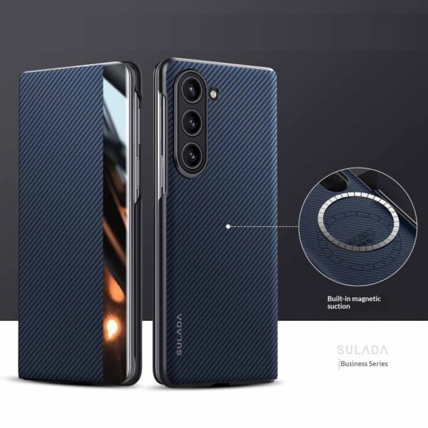 Carbon-fiber Leather Flip Case With Magnetic Card Slots For Phones - Image 3