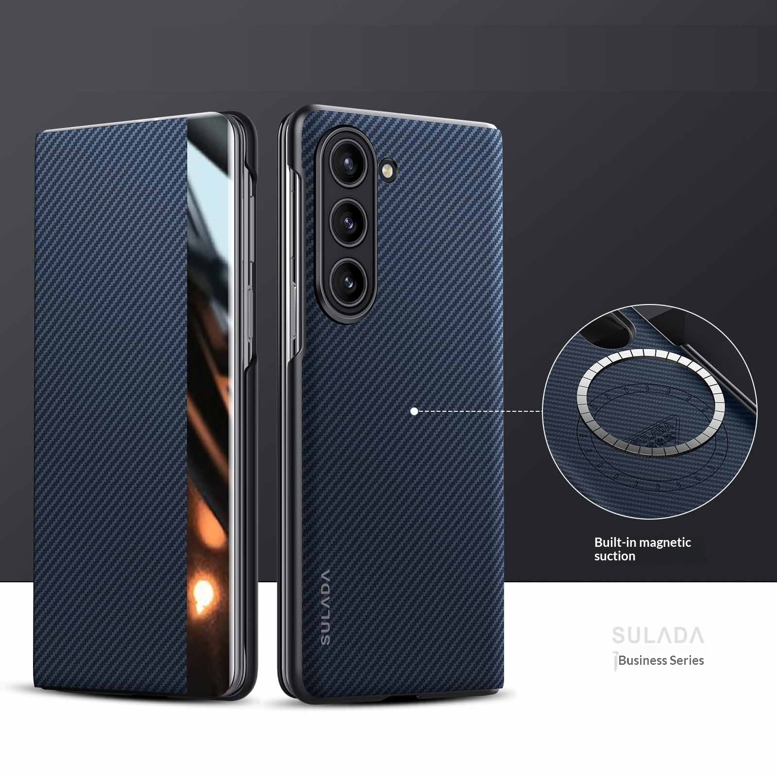 Carbon-fiber Leather Flip Case With Magnetic Card Slots For Phones - Image 3