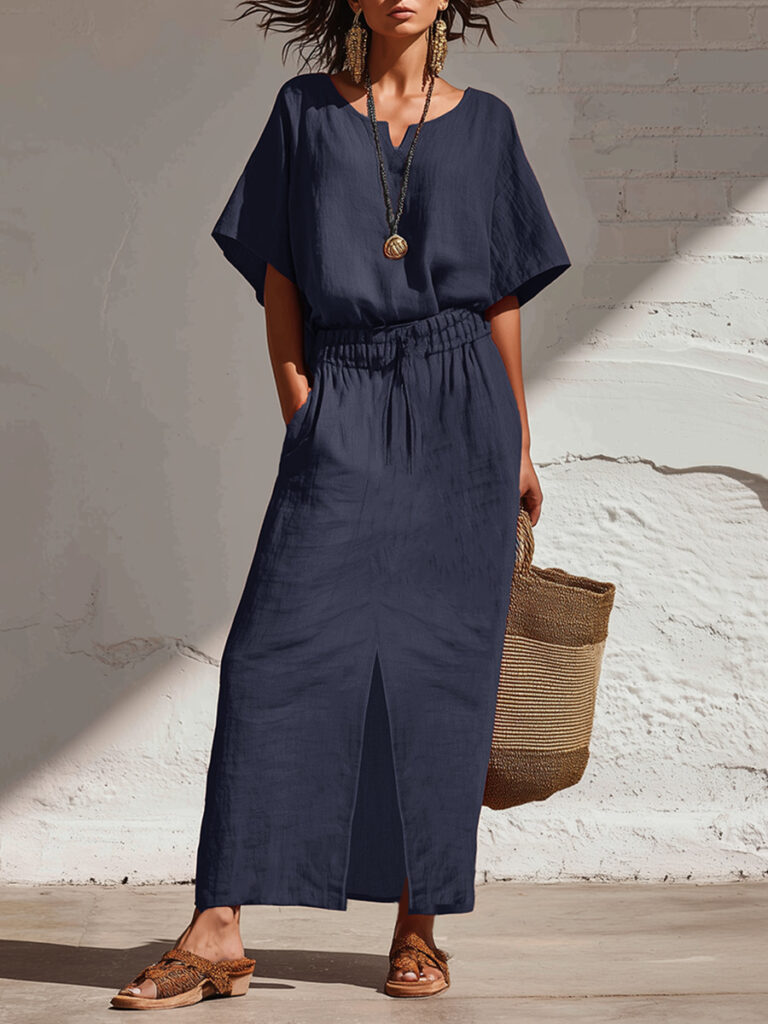 Women's Batwing-sleeve Top And Pencil Skirt Set