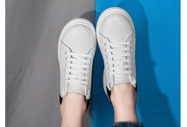 Korean-style Casual Invisible-heeled White Sneakers For Men Autumn Season - Image 14