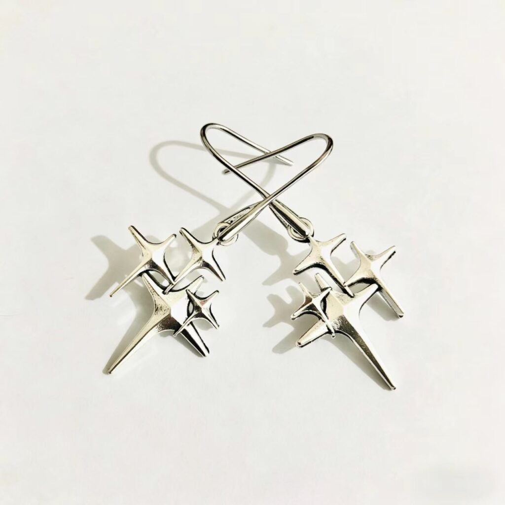 Unique Irregular Silver Copper Womens Instagram-Style High-End Earrings