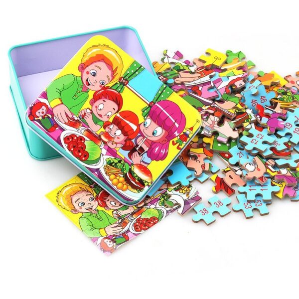 80PCS wooden educational toys educational development baby kids training toys children animal puzzle - Image 4